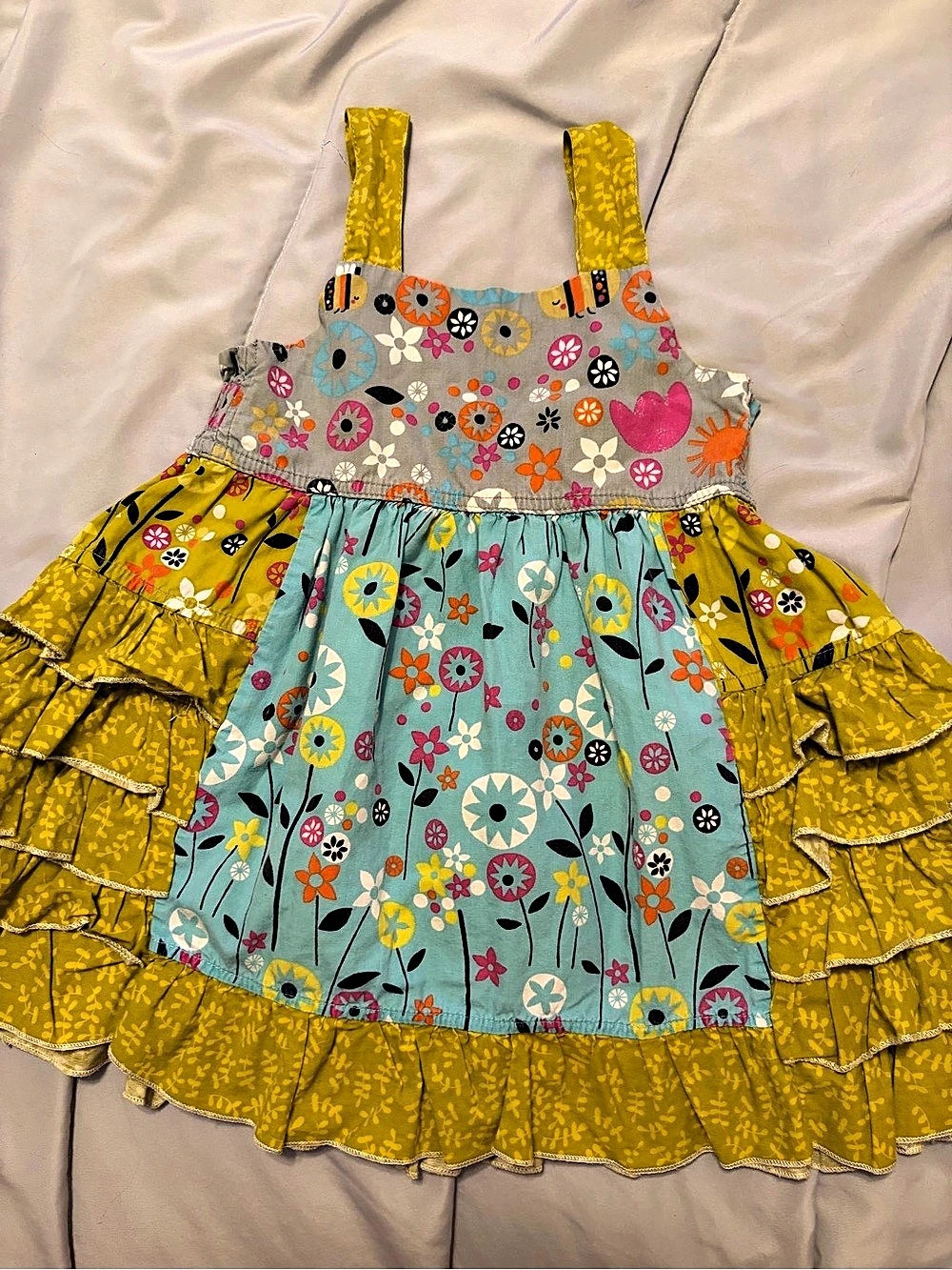 Jelly the Pug Floral Ruffle Dress Girls 24 months